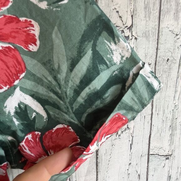 Abercrombie & Fitch Mens Floral Hawaiian Shirt Size S Aloha Coastal Green Red - Picture 6 of 10